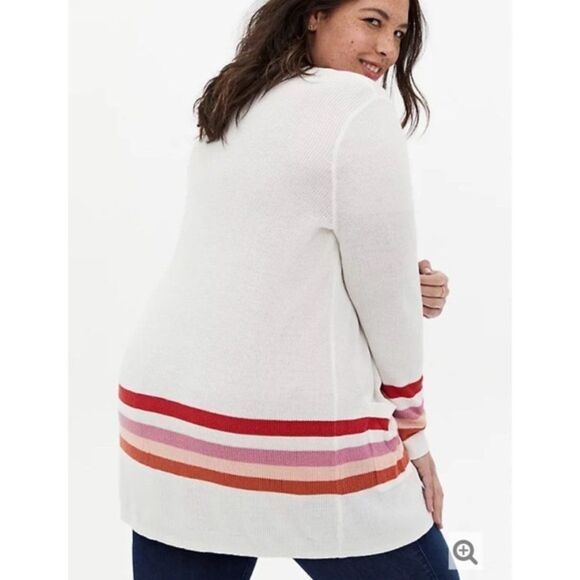 🆕 TORRID Ivory Multi Stripe Cardigan NWT - Picture 3 of 5